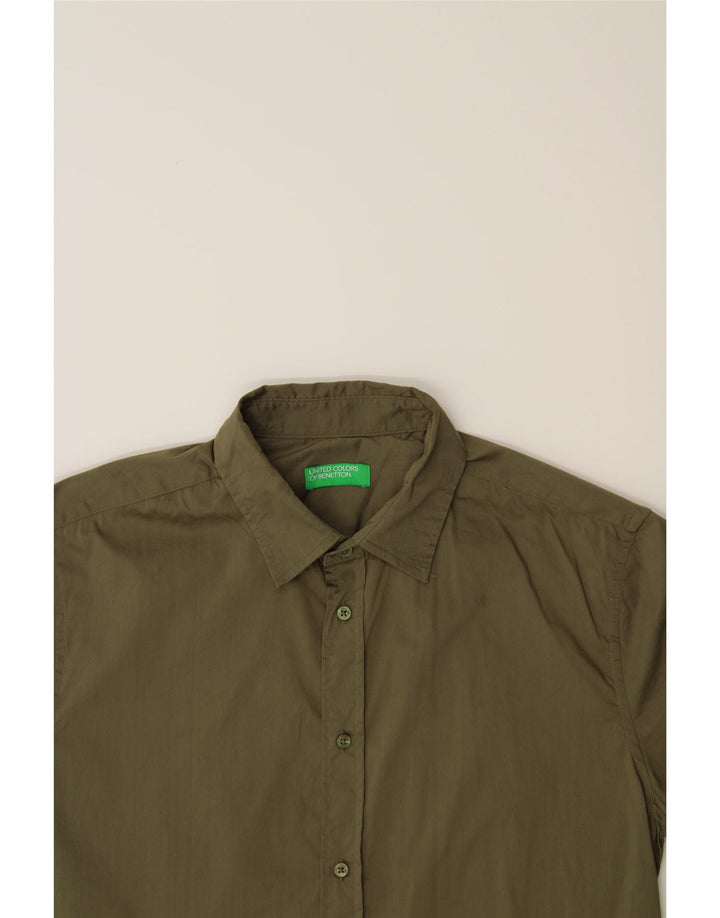 BENETTON Mens Short Sleeve Shirt Large Khaki Polyamide Vintage Benetton and Second-Hand Benetton from Messina Hembry 
