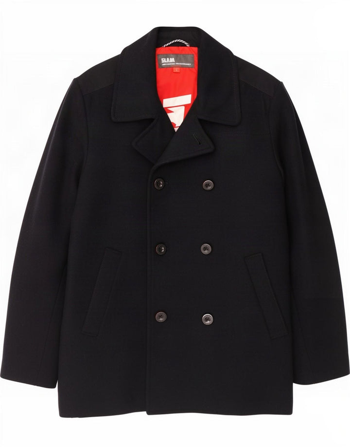 Cappotto da marinaio da uomo Slam UK 40 grande lana blu navy