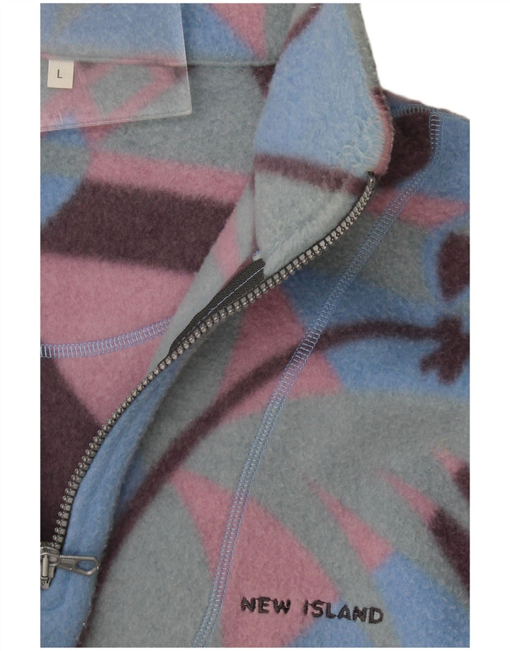 Maglione in pile vintage da uomo con zip e collo, grande, Fair Isle multicolore
