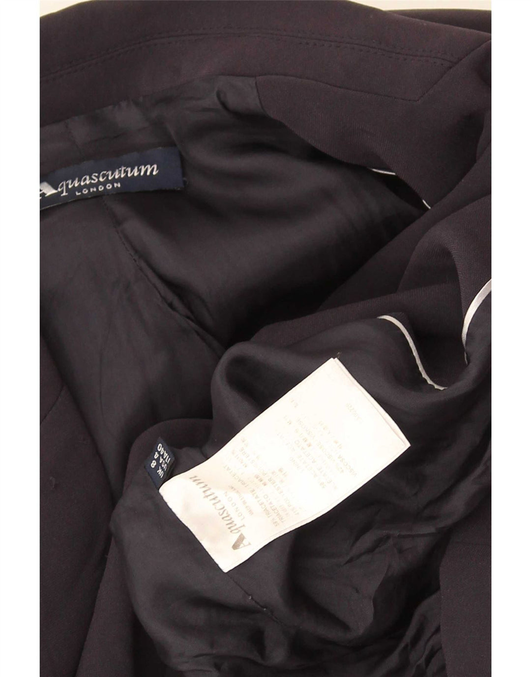 Giacca blazer da donna a 2 bottoni Aquascutum UK 8 piccola acetato blu navy