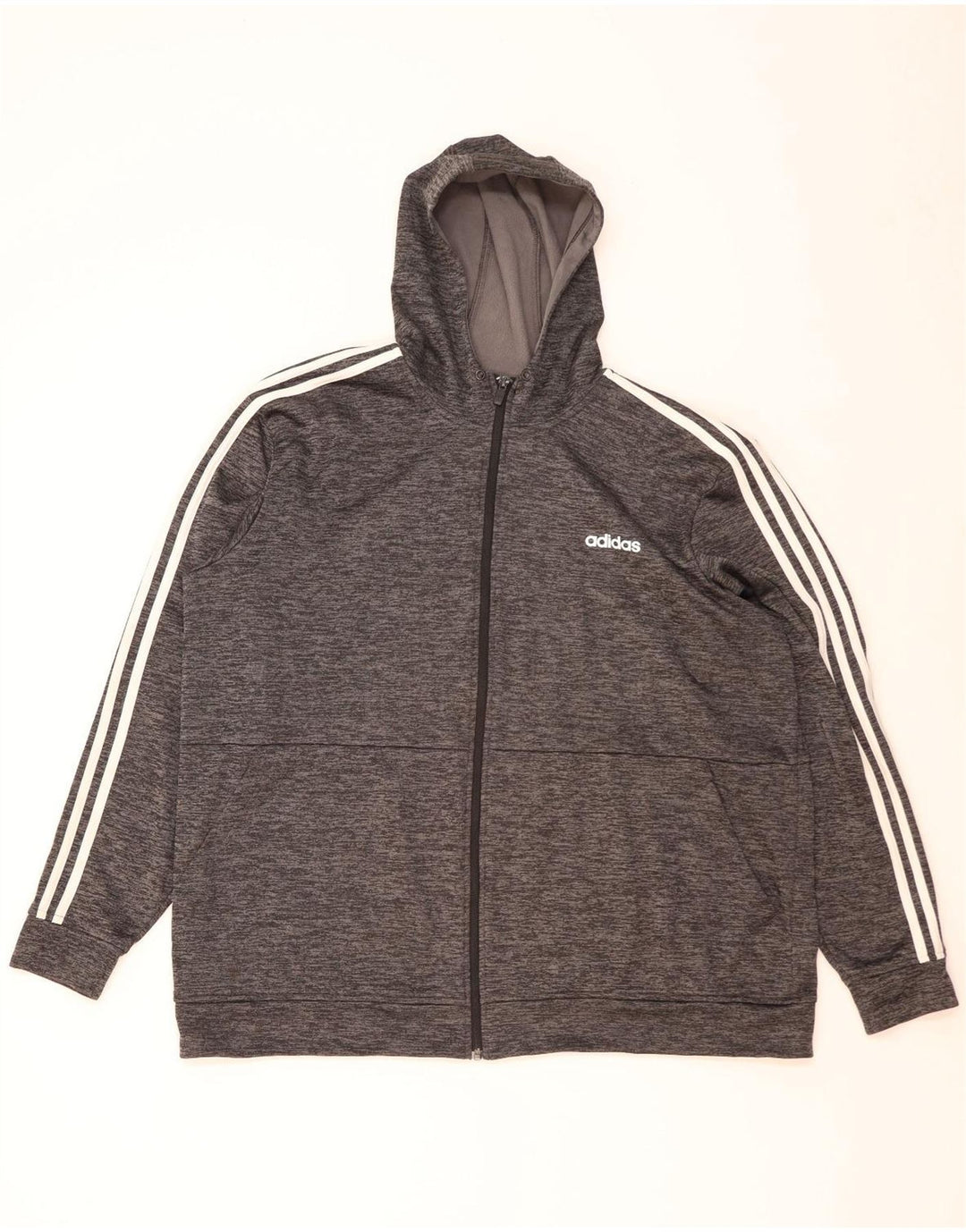 Maglione con cappuccio e zip ADIDAS Climalite da uomo 2XL Poliestere chiazzato grigio