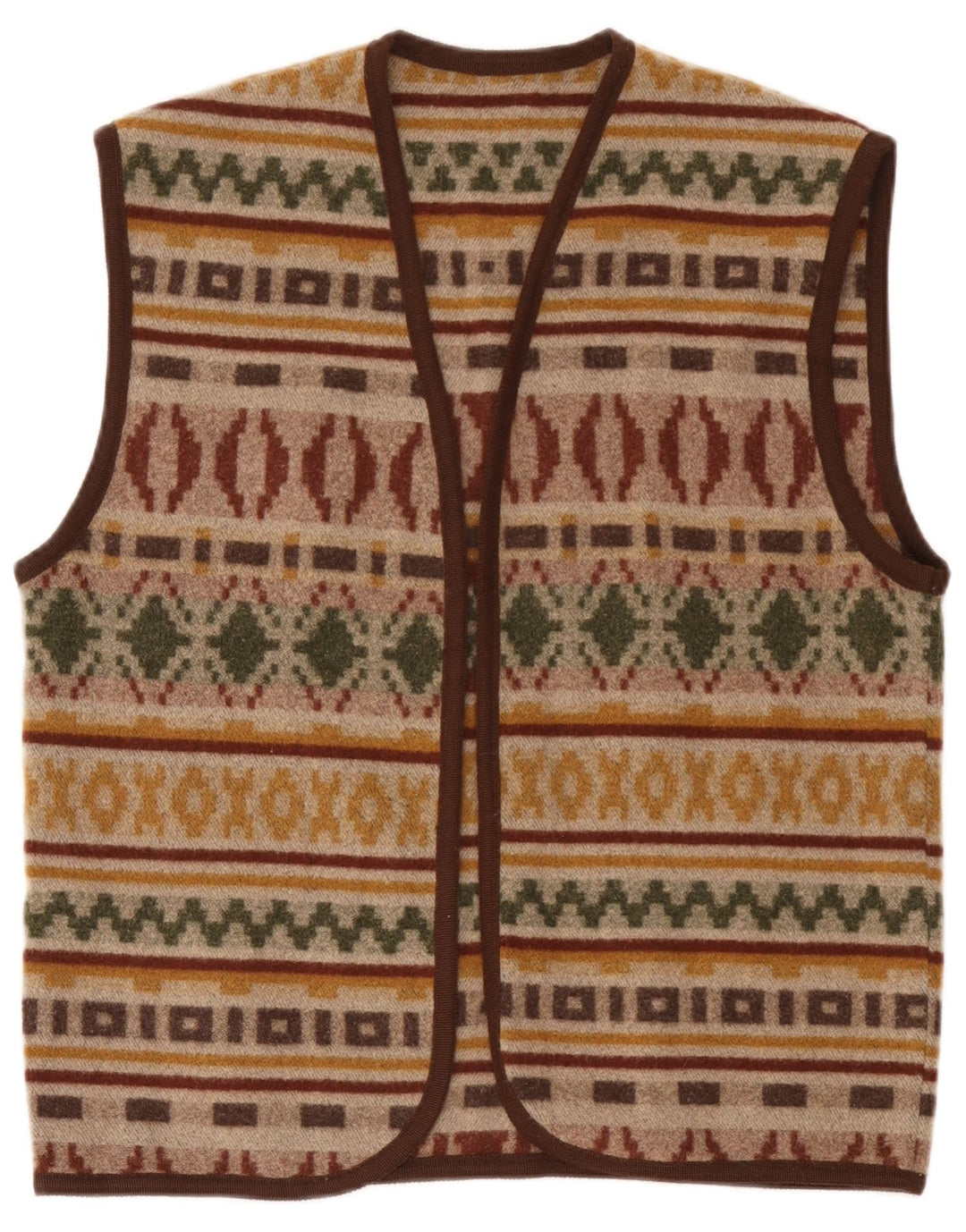 Gilet vintage da uomo grande marrone geometrico