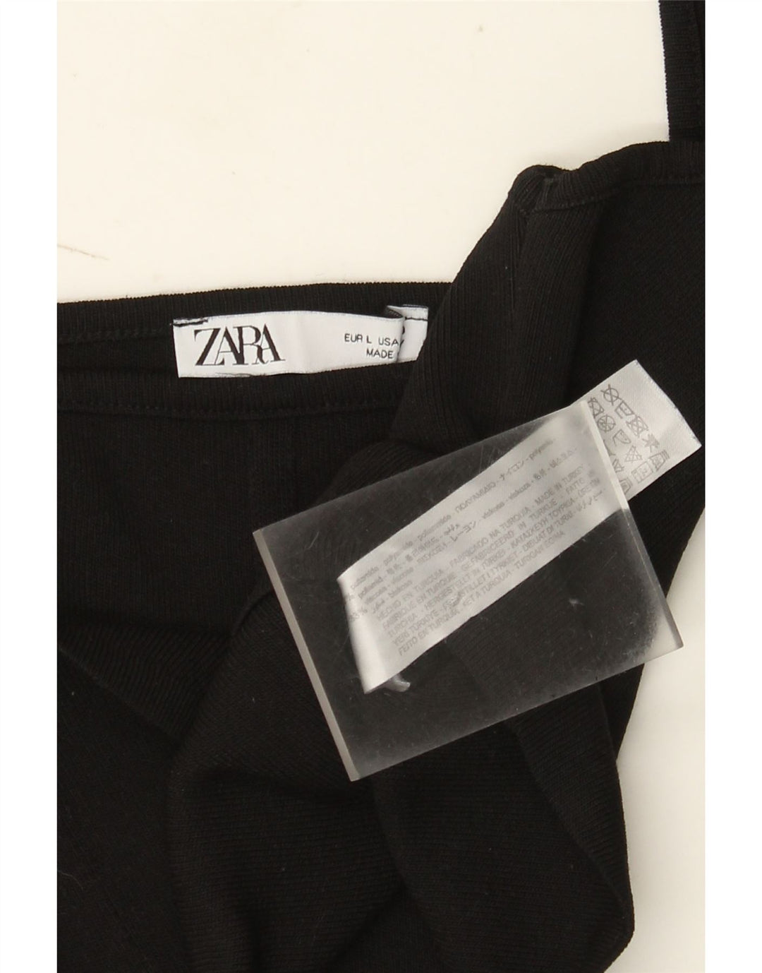 Top corto senza maniche da donna Zara UK 14 Large nero in poliammide