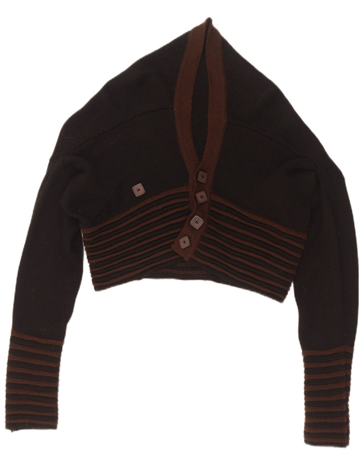 Maglione cardigan corto da donna vintage IT 44 medio a righe nere