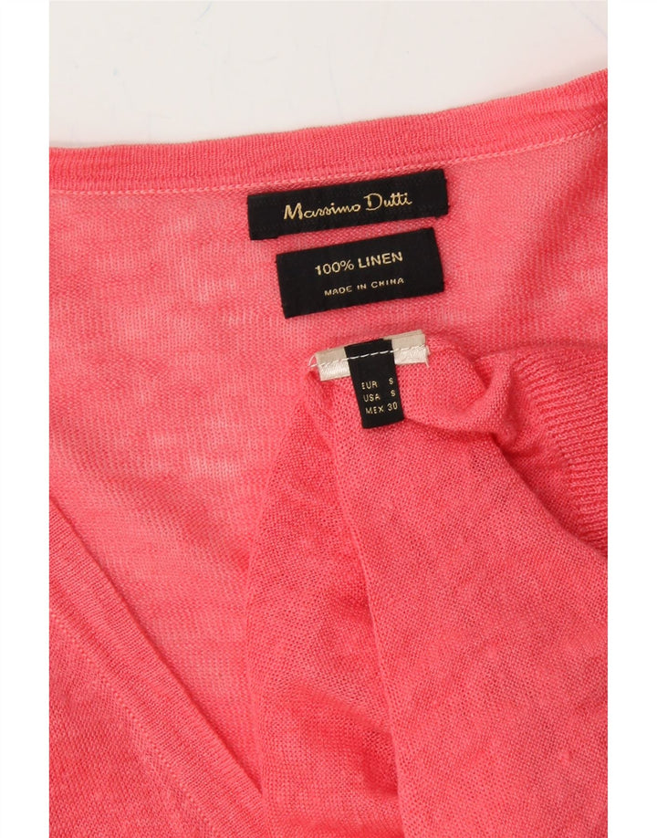 MASSIMO DUTTI Womens Cardigan Sweater UK 10 Small Pink Linen Vintage Massimo Dutti and Second-Hand Massimo Dutti from Messina Hembry 