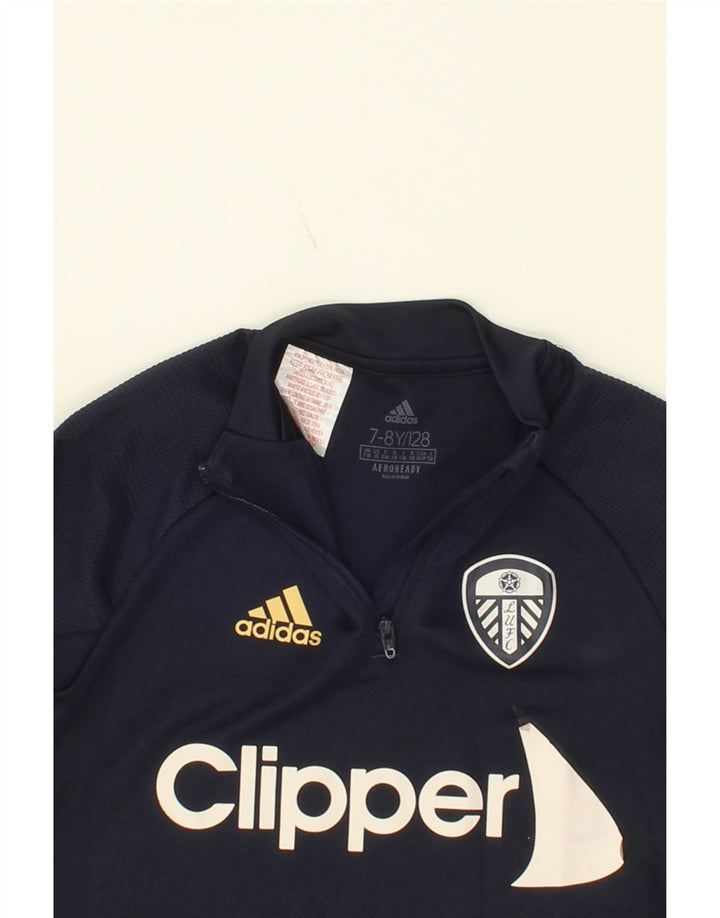 ADIDAS Boys Aeroready Zip Neck Pullover Tracksuit Top 7-8 Years Navy Blue Vintage Adidas and Second-Hand Adidas from Messina Hembry 