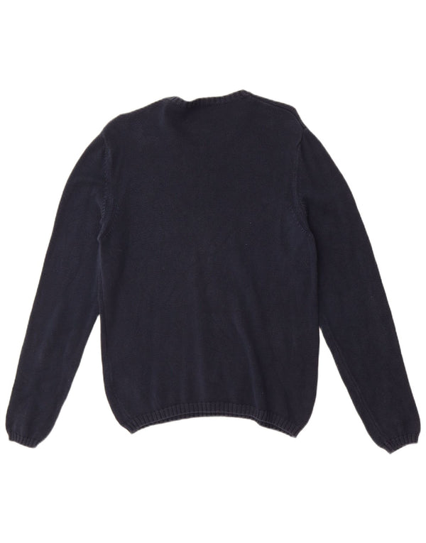 Maglione maglione girocollo da uomo Fred Perry grande in cotone blu navy