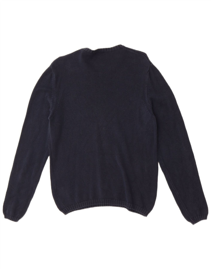 Maglione maglione girocollo da uomo Fred Perry grande in cotone blu navy