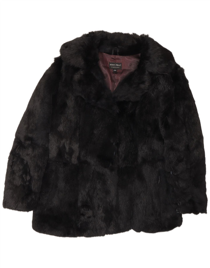 Giacca in pelliccia vintage da donna EU 48 2XL Nera Pelliccia vera