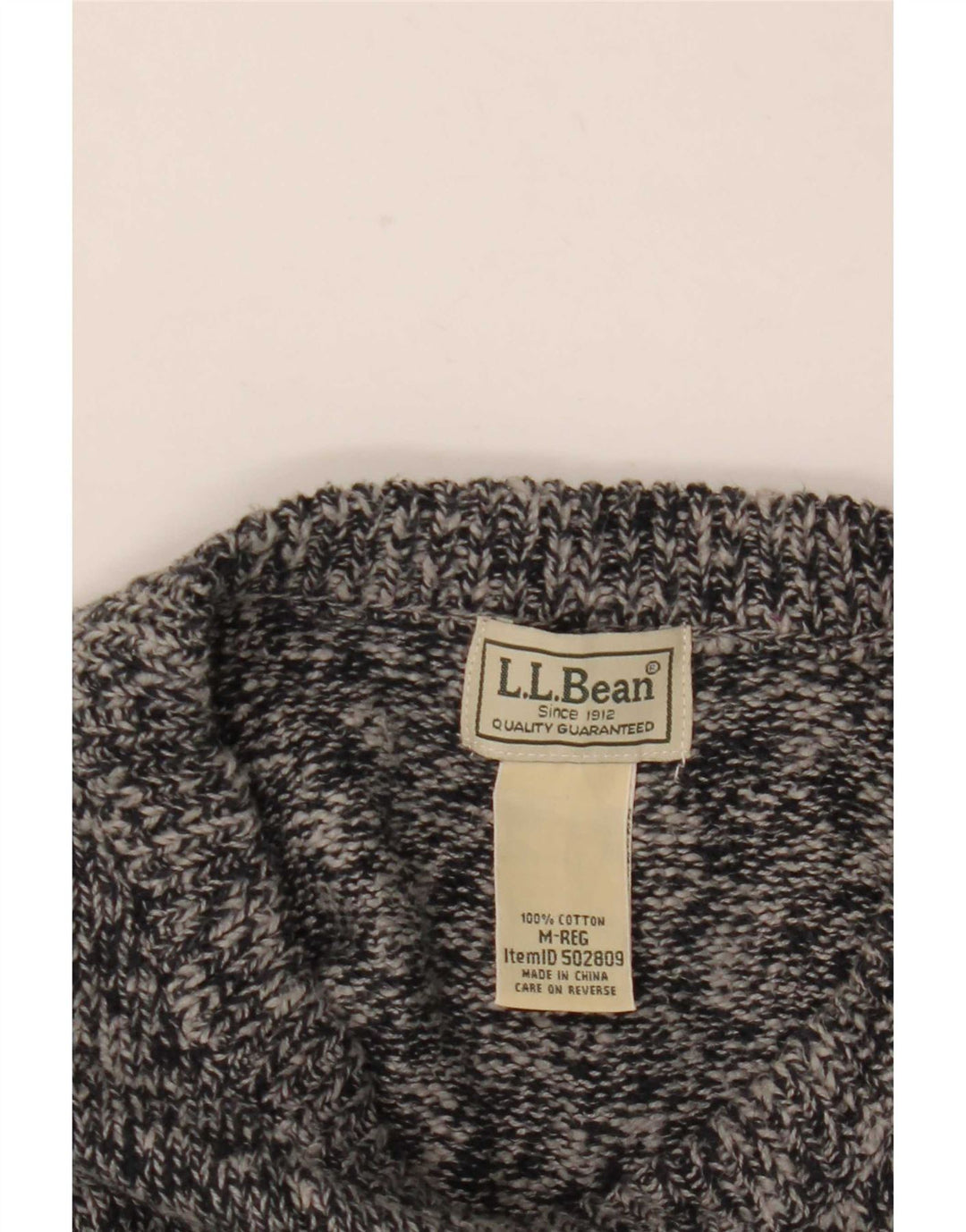 Maglione maglione girocollo da uomo L.L.Bean in cotone screziato grigio medio