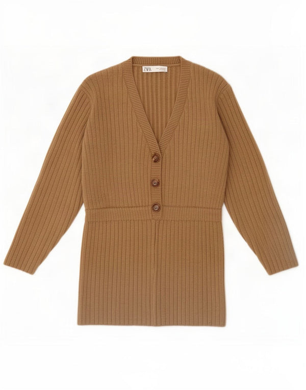 Maglione Zara da donna con scollo a V UK 12 Acrilico marrone medio