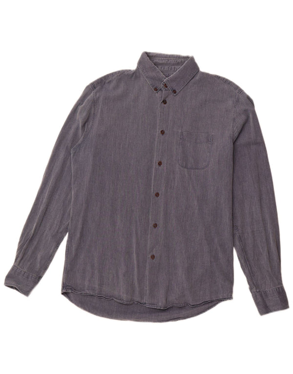 Camicia da uomo Jigsaw in cotone a spina di pesce blu medio