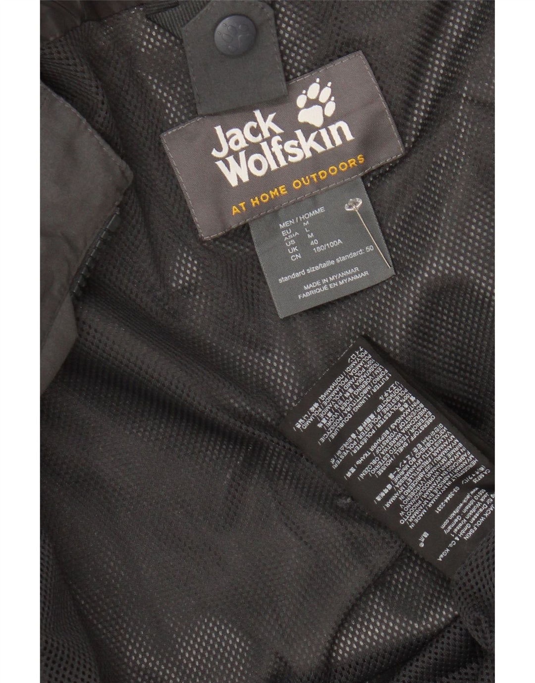 JACK WOLFSKIN Giacca a vento con cappuccio da uomo UK 40 Poliestere grigio medio