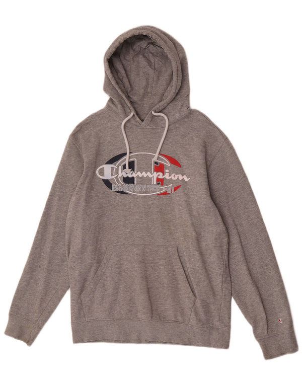 Felpa con cappuccio grafica da donna Champion UK 16 grande cotone grigio