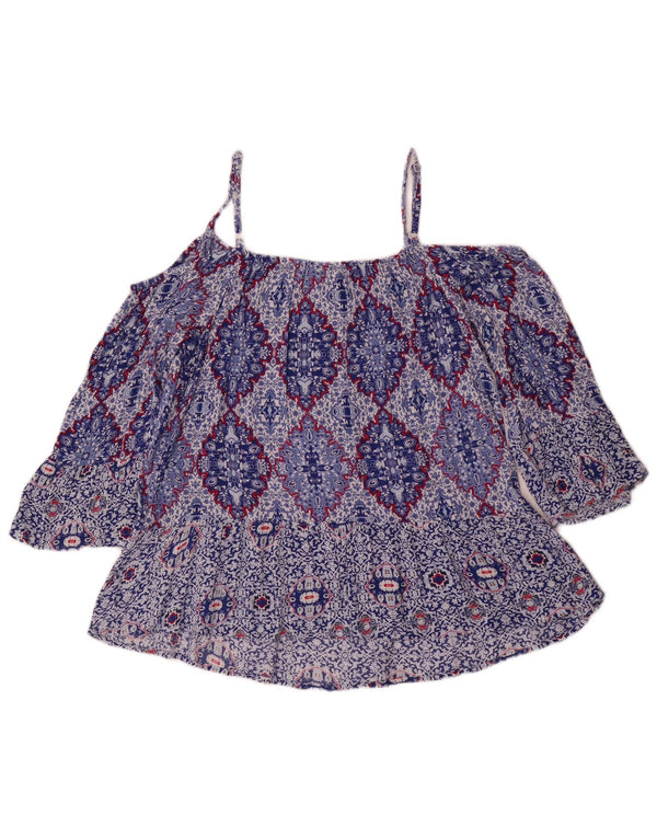 Marks & Spencer Top da donna con spalle scoperte Indaco UK 14 Grande floreale blu