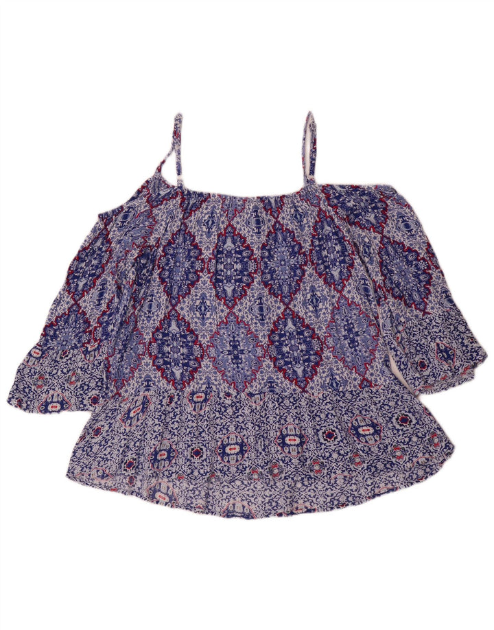 Marks & Spencer Top da donna con spalle scoperte Indaco UK 14 Grande floreale blu