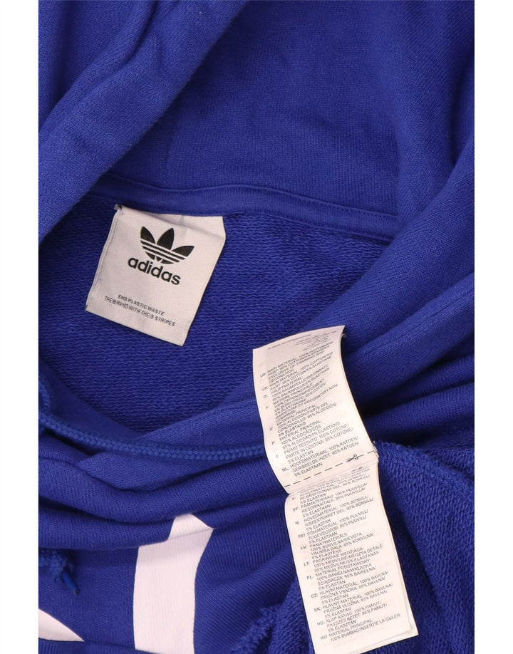 Felpa con cappuccio grafica da uomo Adidas in cotone blu medio