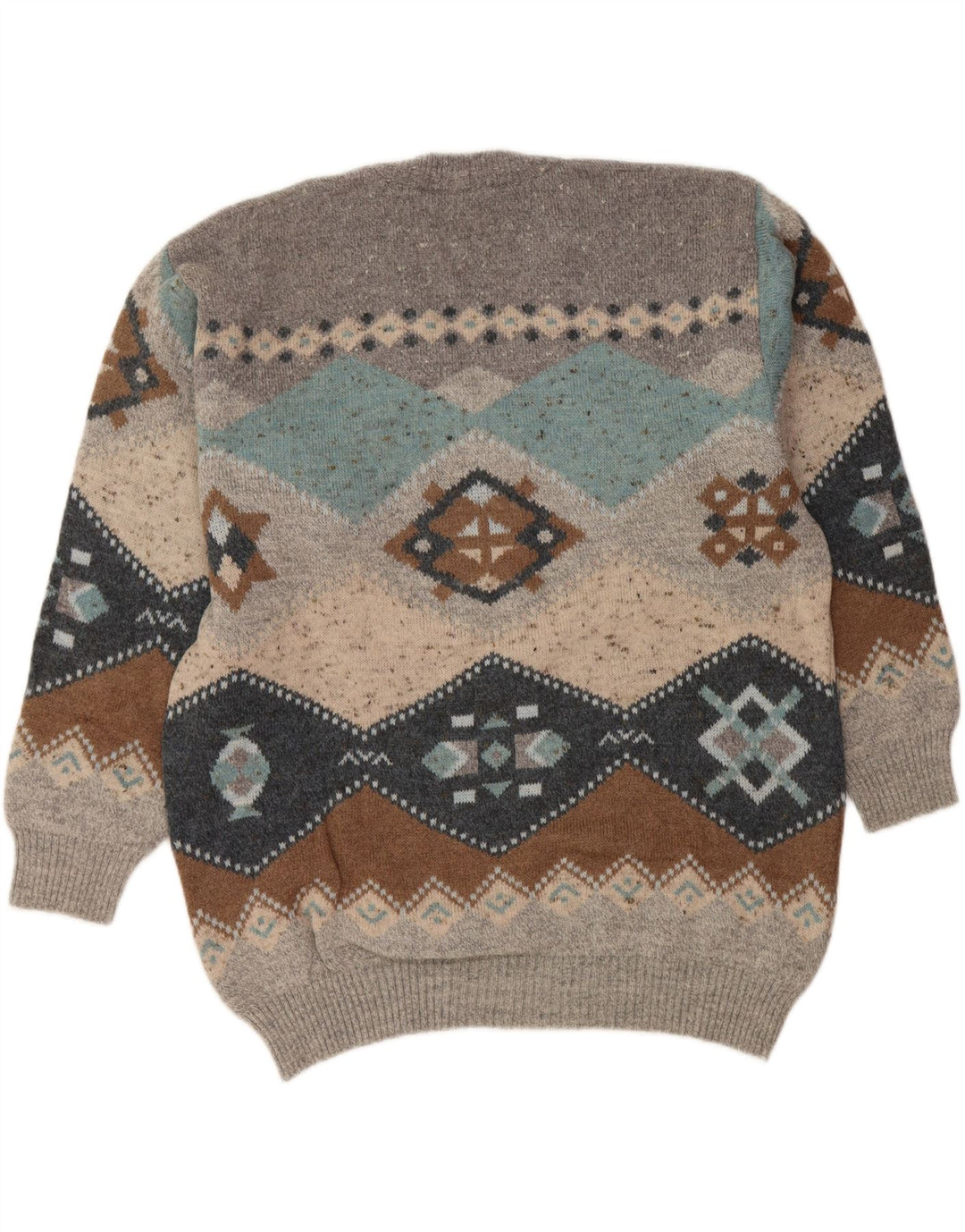 SOUTH COAST Maglione da uomo con scollo a V IT 54 XL Lana Fair Isle grigia