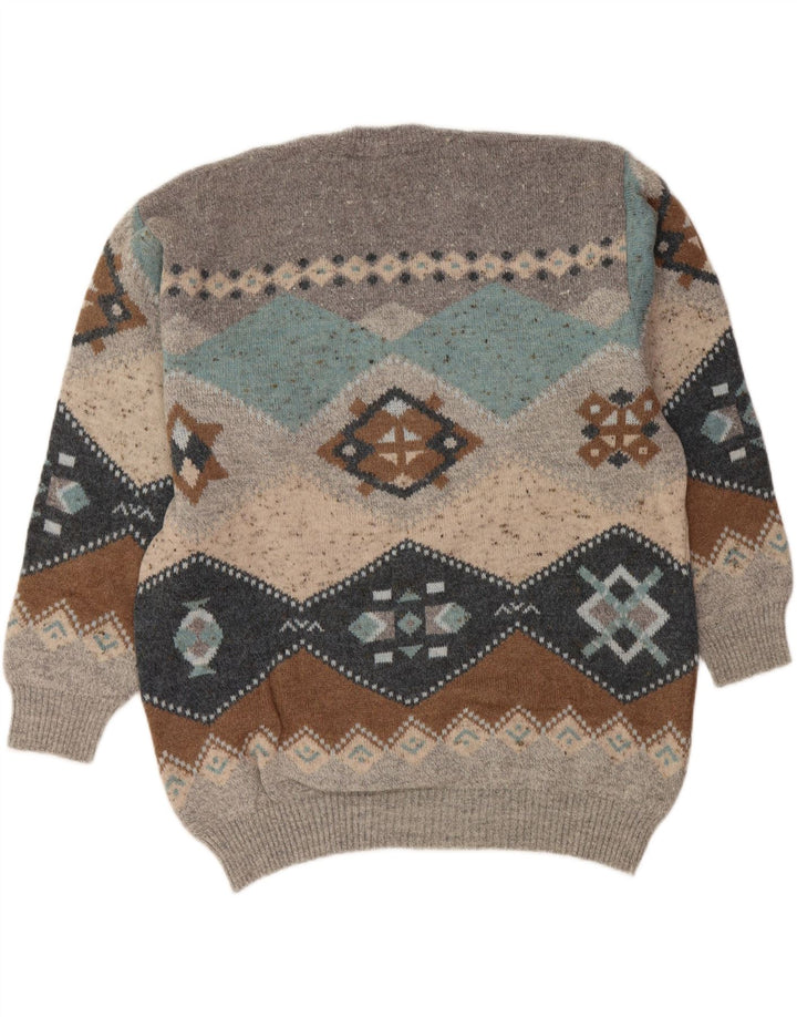 SOUTH COAST Maglione da uomo con scollo a V IT 54 XL Lana Fair Isle grigia