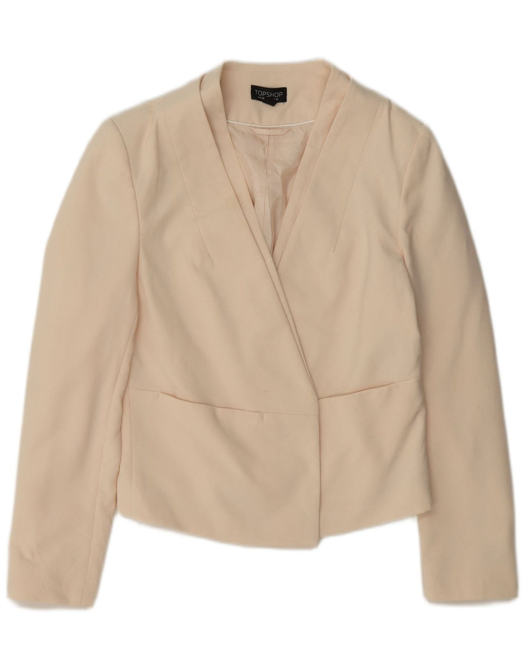 Giacca blazer aperta corta da donna Topshop UK 12 poliestere bianco sporco medio