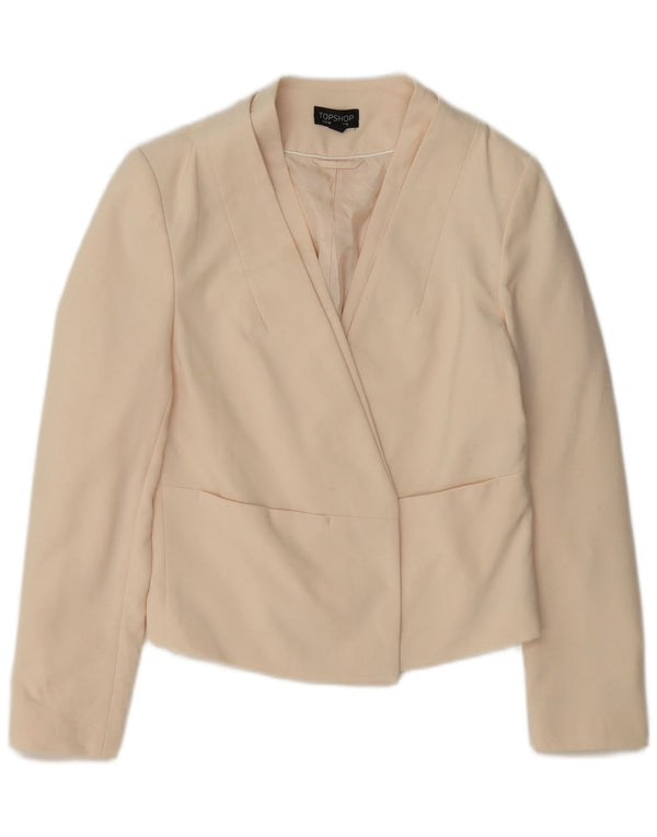 Giacca blazer aperta corta da donna Topshop UK 12 poliestere bianco sporco medio
