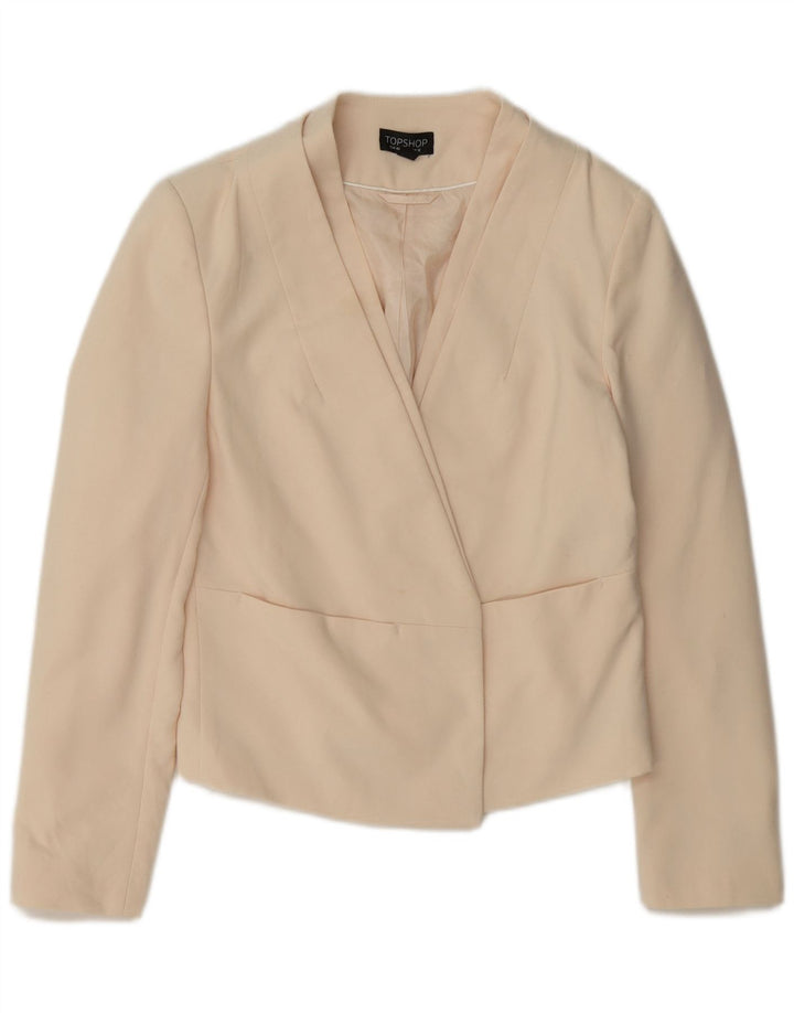 Giacca blazer aperta corta da donna Topshop UK 12 poliestere bianco sporco medio