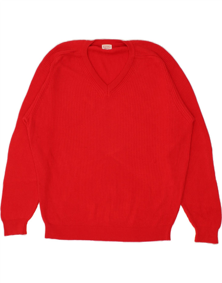 STEFANEL Mens V-Neck Jumper Sweater XL Red Vintage Stefanel and Second-Hand Stefanel from Messina Hembry 