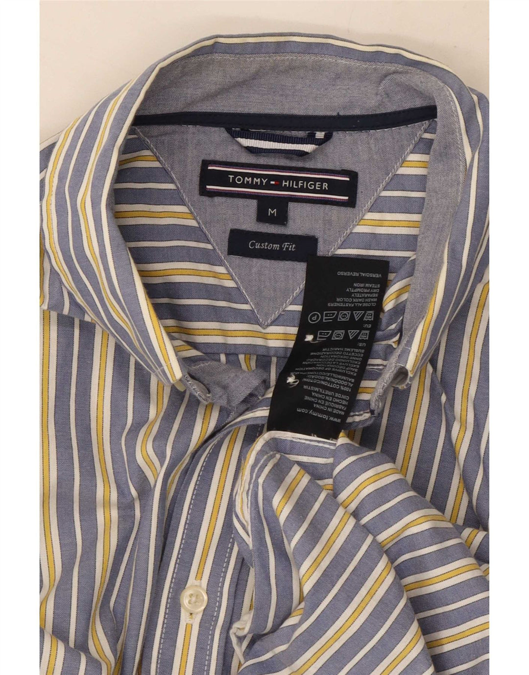Camicia da uomo su misura Tommy Hilfiger in cotone a righe blu medio