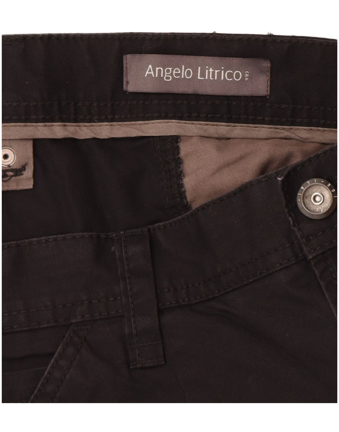 ANGELO LITRICO Bermuda cargo da uomo EU 58 4XL W42 Cotone nero