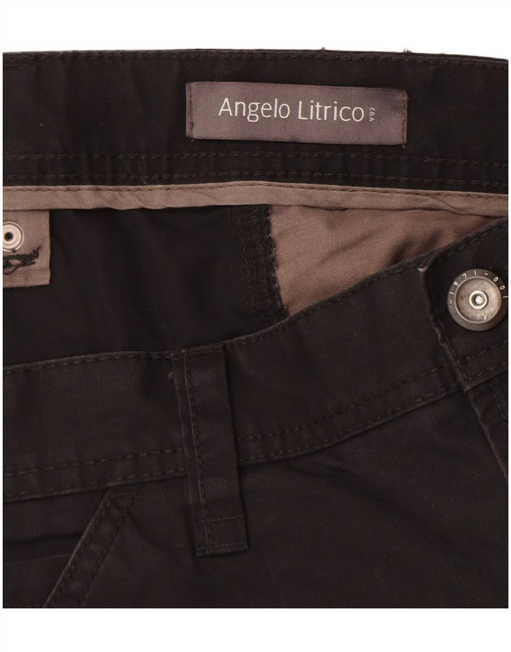 ANGELO LITRICO Bermuda cargo da uomo EU 58 4XL W42 Cotone nero