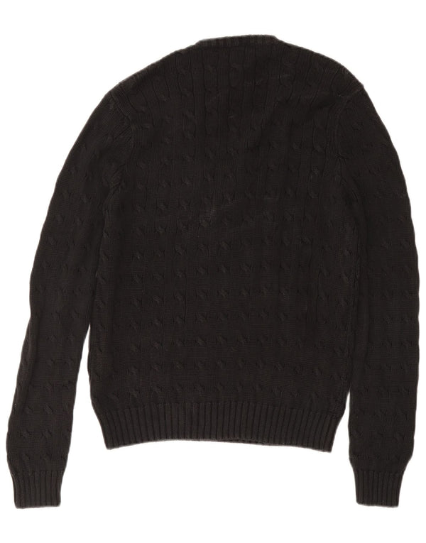 Maglione maglione con scollo a V da donna Ralph Lauren UK 18 XL cotone nero