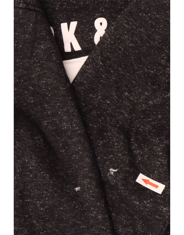 Jack & Jones Felpa con cappuccio grafica da uomo media nera screziata
