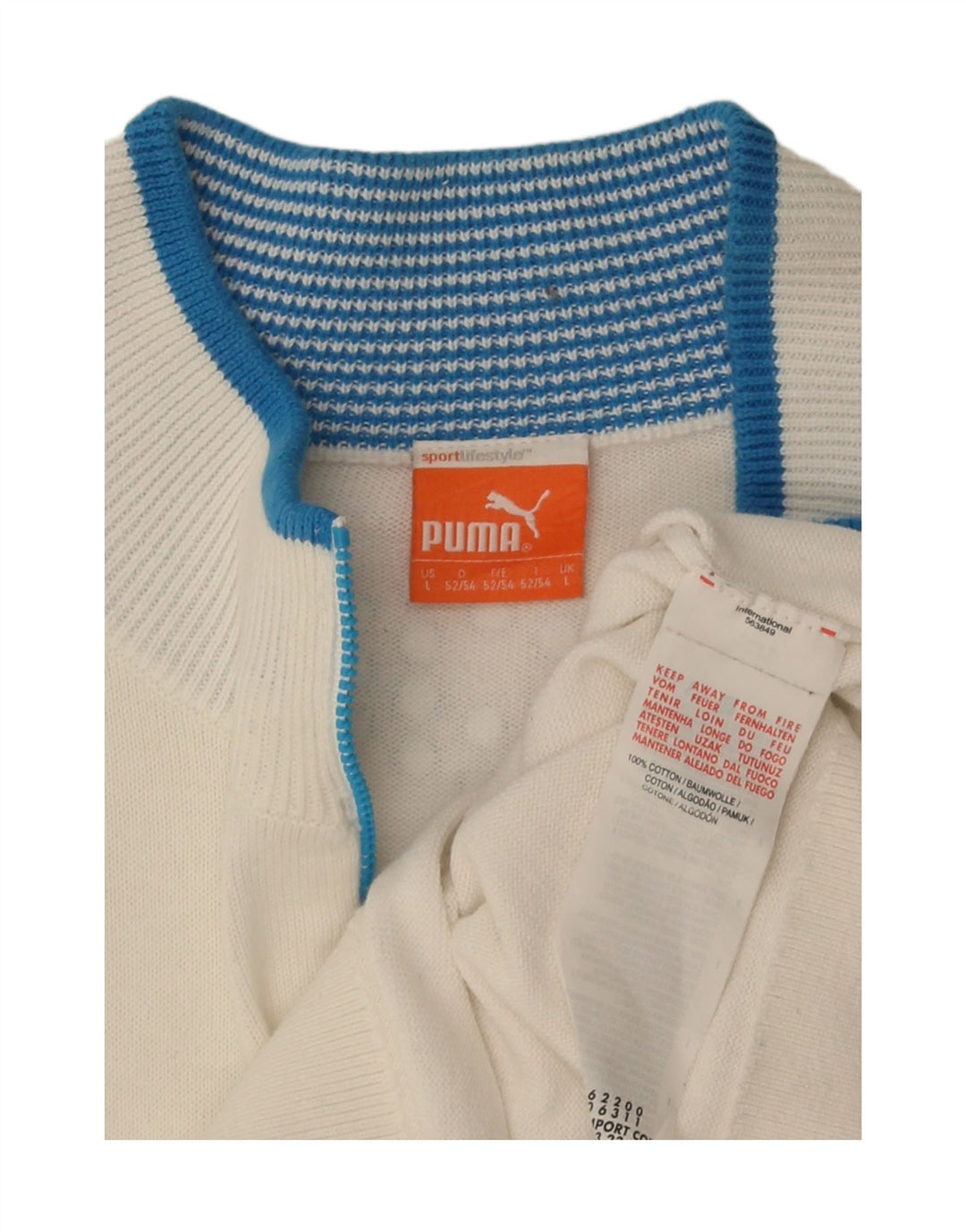 Puma Uomo Maglione con zip sul collo Maglione grande in cotone a righe bianche