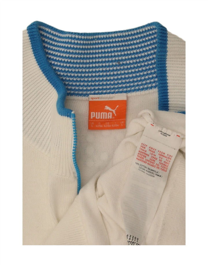 Puma Uomo Maglione con zip sul collo Maglione grande in cotone a righe bianche