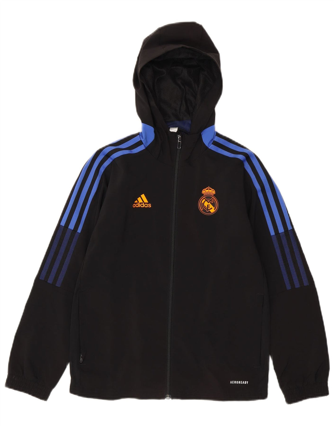 Giacca da ginnastica con cappuccio ADIDAS da ragazzo del Real Madrid 9-10 anni nera