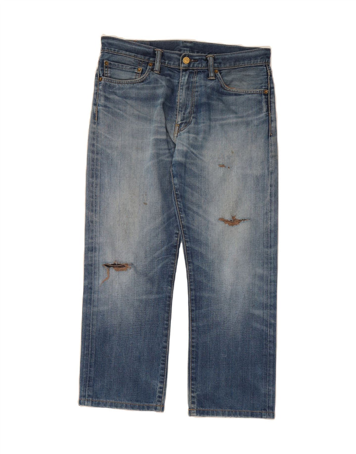 LEVI'S Mens 504 Distressed Straight Jeans  W34 L25 Blue Cotton Vintage Levi's and Second-Hand Levi's from Messina Hembry 