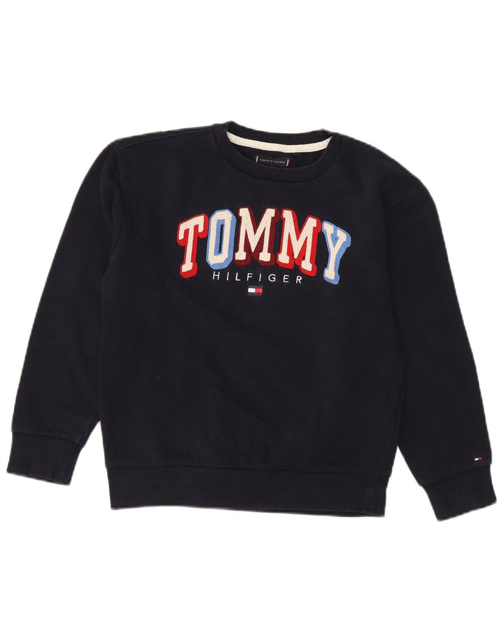 TOMMY HILFIGER Felpa con grafica per ragazzi 11-12 anni in cotone blu navy