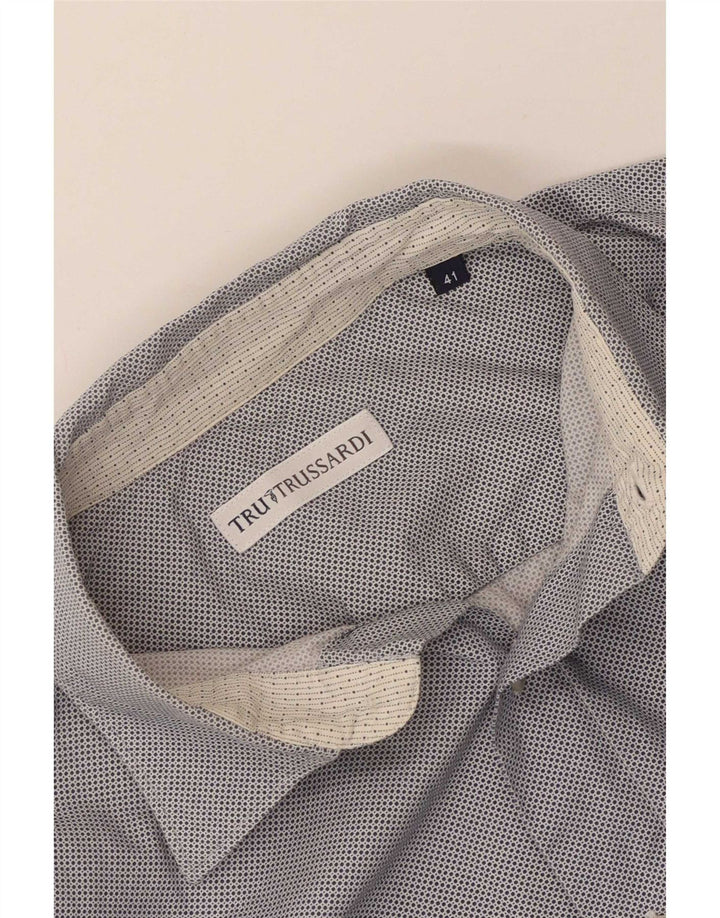 Camicia Trussardi Uomo Taglia 41 Blu Medio Maculato