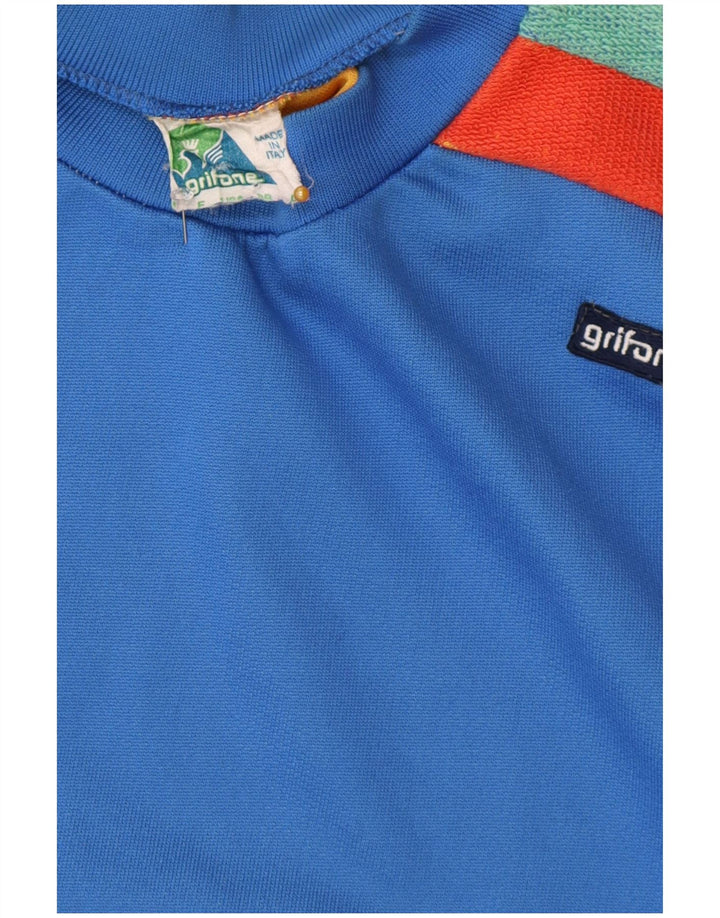 Felpa da uomo vintage maglione grande color block blu