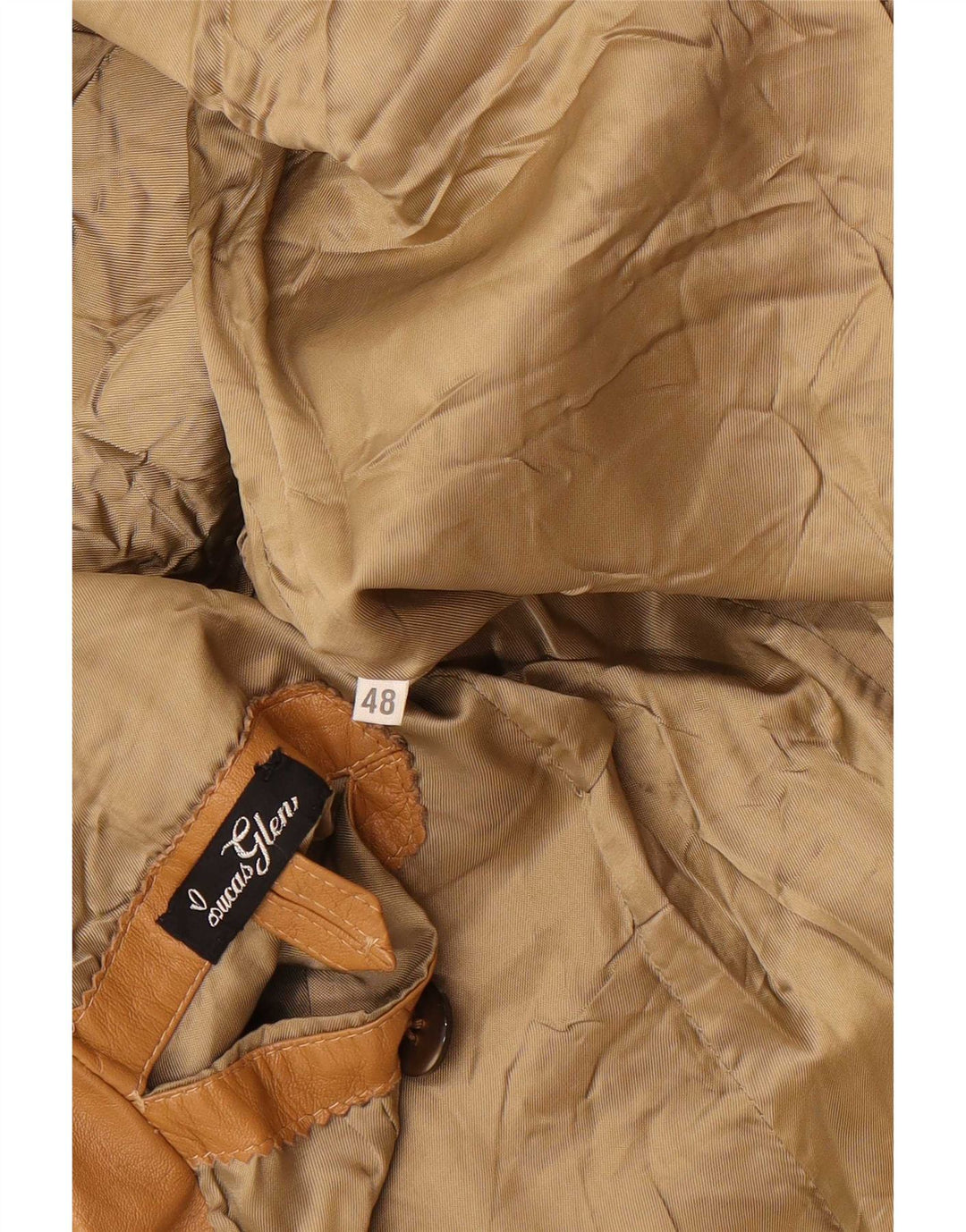 Giacca blazer in pelle vintage da uomo a 2 bottoni IT 48 Beige medio