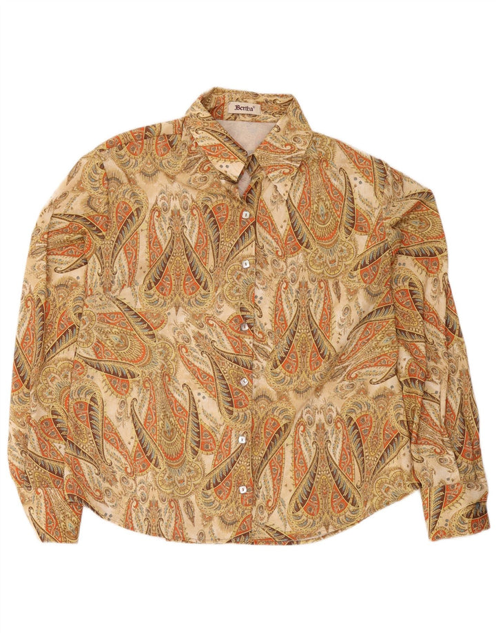 Camicia vintage da donna IT 50 XL Beige Paisley Poliestere