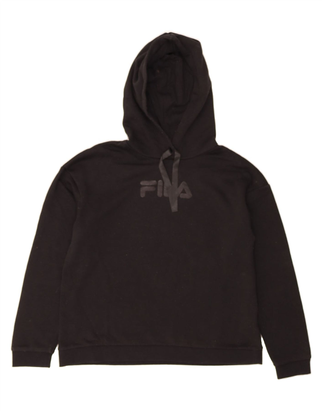 FILA Womens Graphic Hoodie Jumper UK 18 XL Black Polyester Vintage Fila and Second-Hand Fila from Messina Hembry 