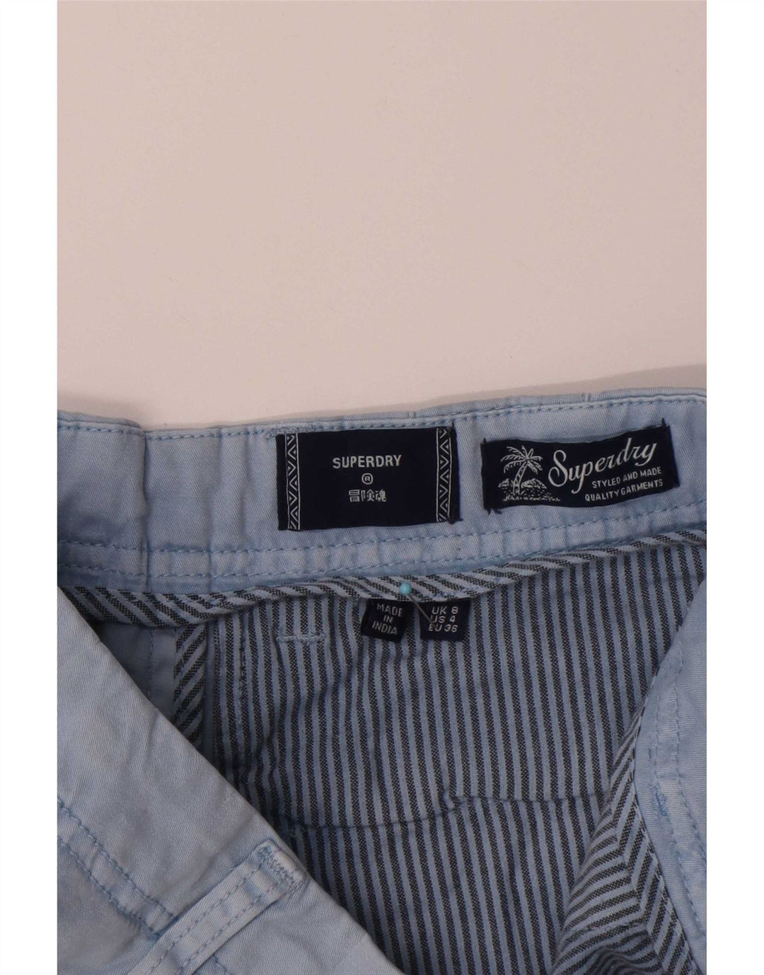 Pantaloni caldi da donna Superdry UK 8 piccoli W28 cotone blu