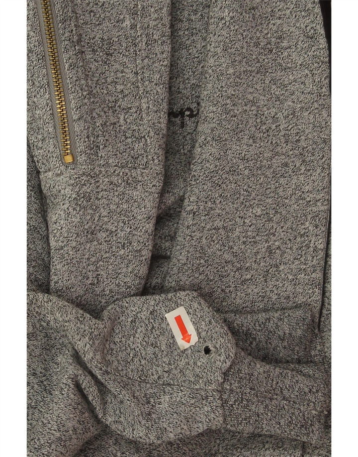 Felpa da uomo con collo grafico con zip Champion, maglione color grigio medio