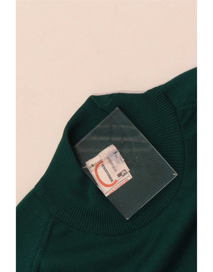 Maglione maglione vintage da donna con collo dolcevita UK 12 Verde medio