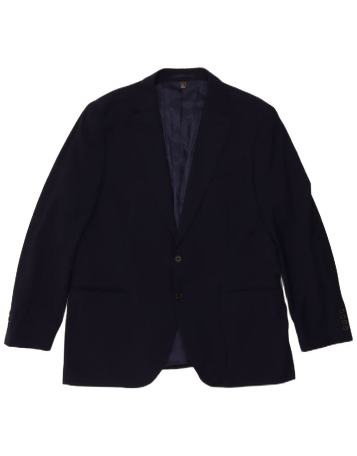 Giacca blazer a 2 bottoni Marks & Spencer da uomo UK 44 2XL Lana blu navy