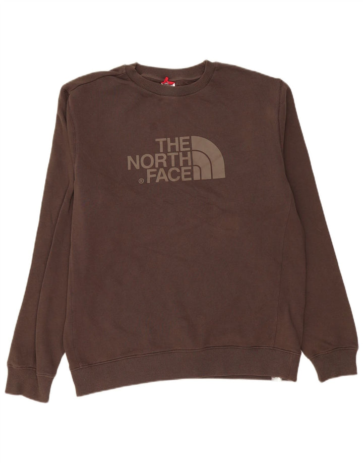 Felpa grafica da uomo The North Face, maglione grande, cotone marrone