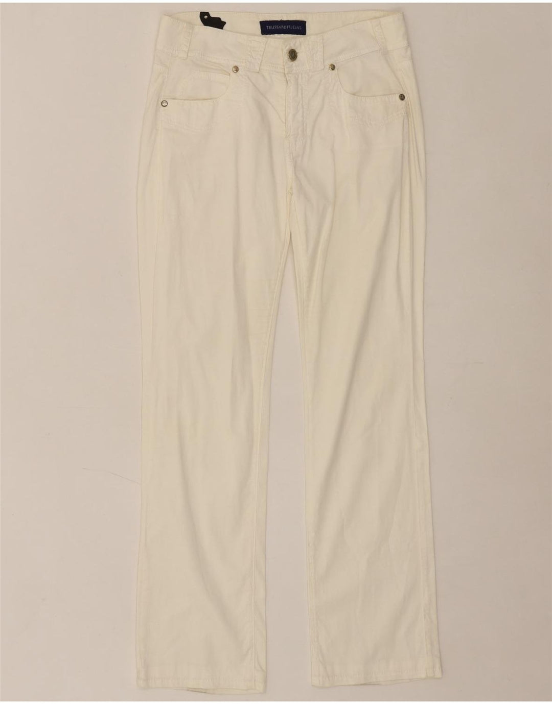 TRUSSARDI Womens Straight Casual Trousers W26 L28 White Vintage Trussardi and Second-Hand Trussardi from Messina Hembry 