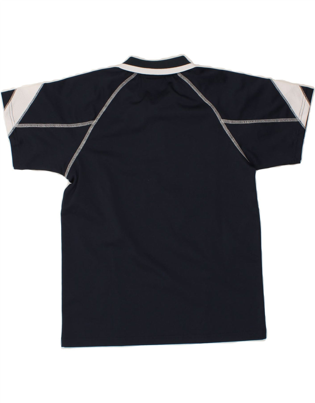 ELLESSE Boys Polo Shirt 11-12 Years Large Navy Blue Colourblock Polyester Vintage Ellesse and Second-Hand Ellesse from Messina Hembry 