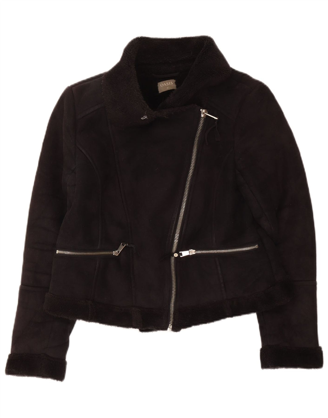 Giacca da motociclista Sherpa da donna Oasis UK 14 poliestere nero medio